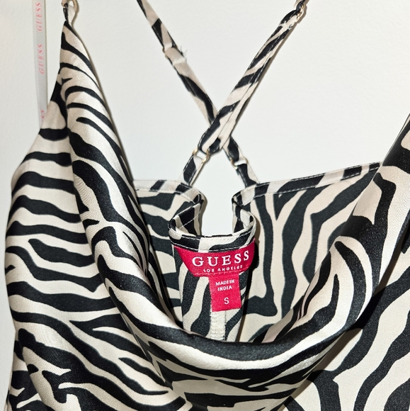 GUESS Zebra Print Silk Slip Dress Size Small - Picture 2 of 6